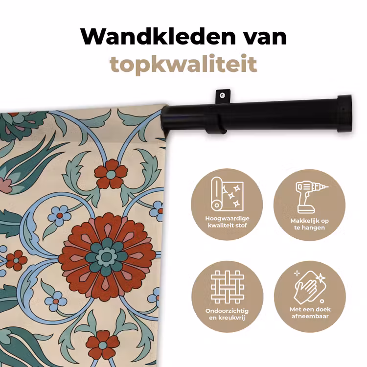 Wandkleed - Bloemen - Patroon - Klassiek - Decoratie - Kleurrijk — 3