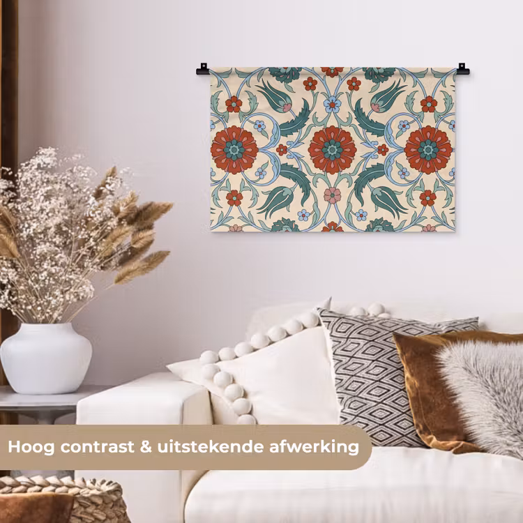 Wandkleed - Bloemen - Patroon - Klassiek - Decoratie - Kleurrijk — 4