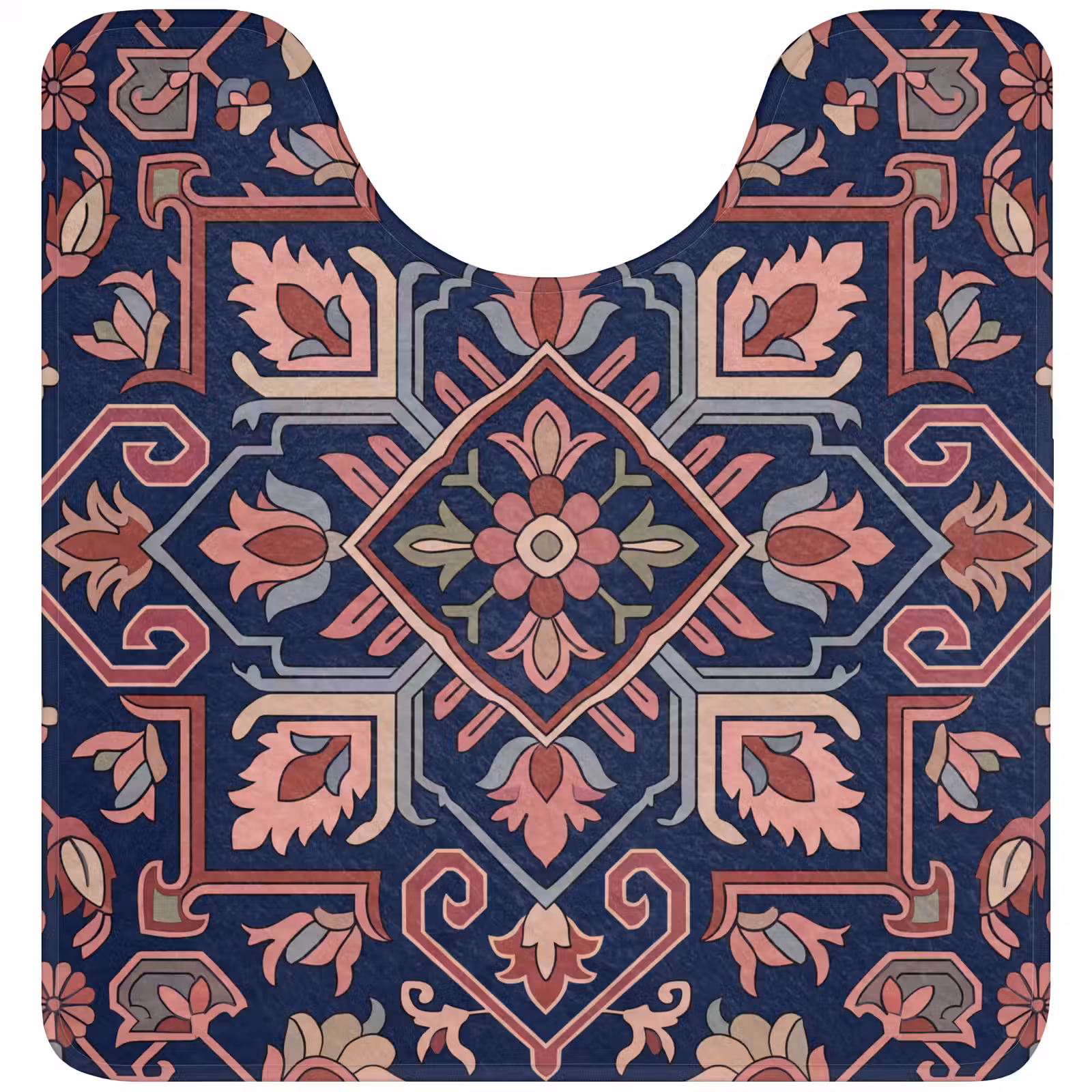 WC Mat - Patroon - Oosters - Floraal - Blauw - Klassiek — 1