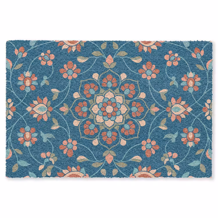 Vloerkleed - Bloemen - Patroon - Natuur - Ornament - Blauw — 1