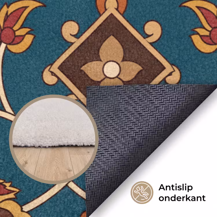 Vloerkleed - Ornament - Flora - Traditioneel - Klassiek - Blauwgroen — 4