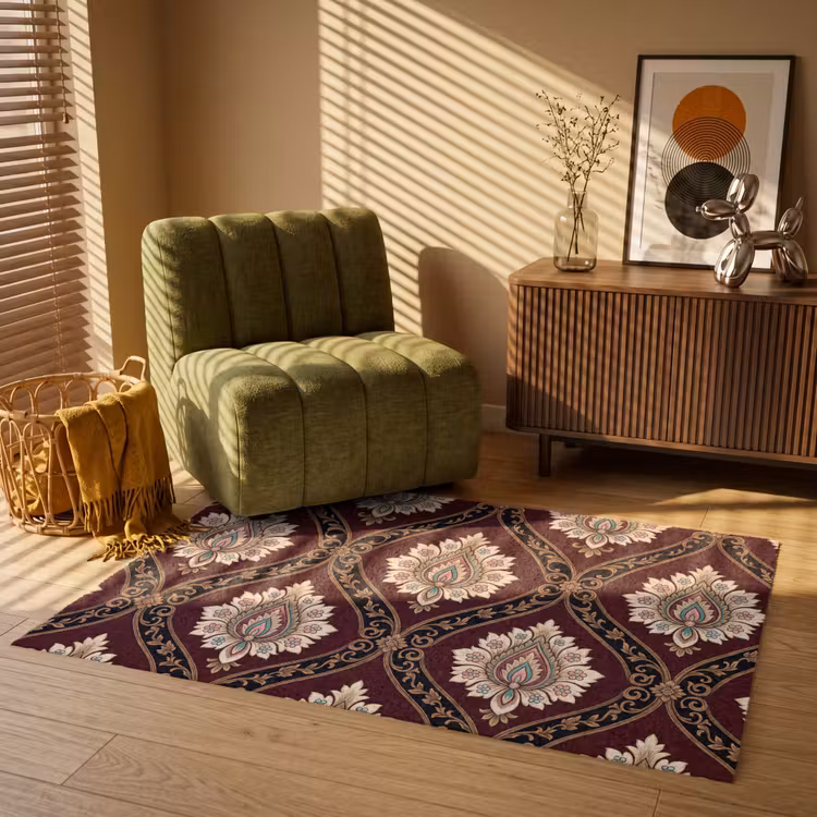 Vloerkleed - Patroon - Bloemmotief - Decoratie - Klassiek - Rood — 2