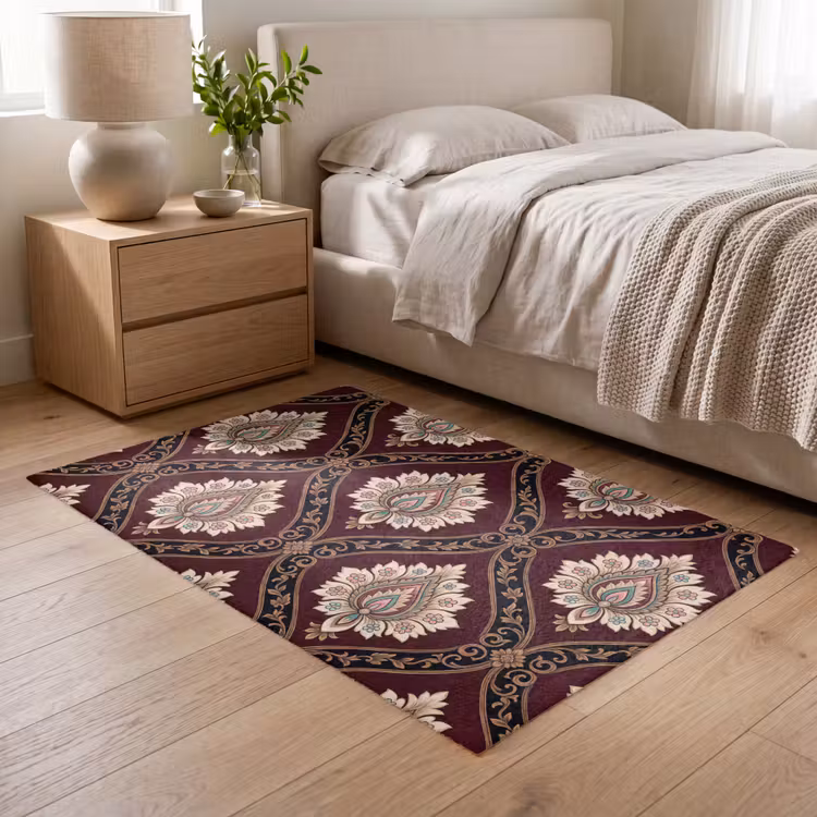 Vloerkleed - Patroon - Bloemmotief - Decoratie - Klassiek - Rood — 5