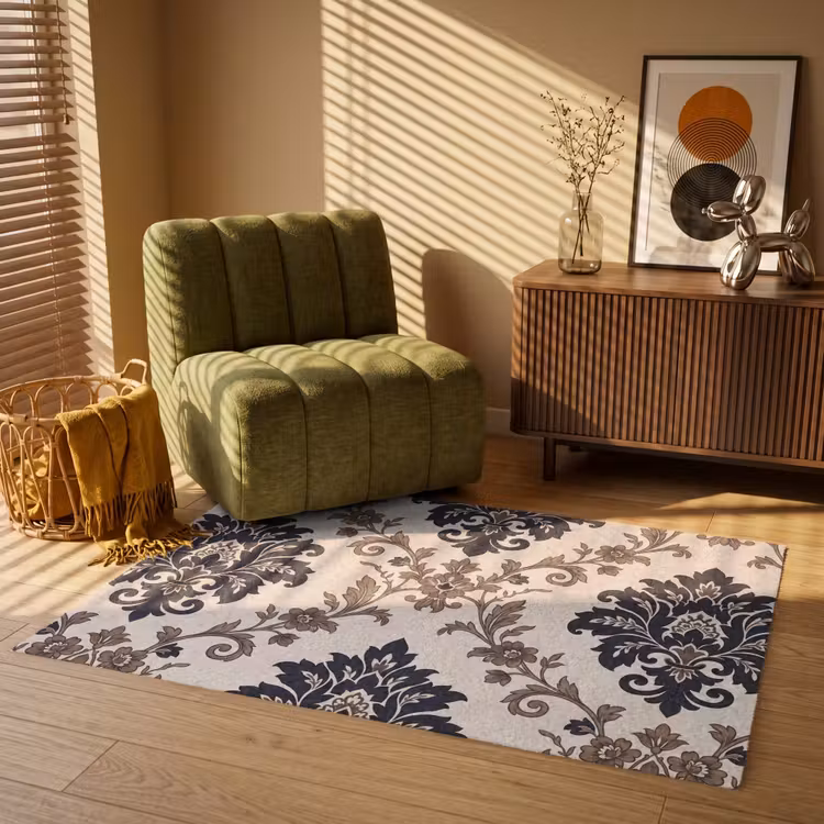 Vloerkleed - Patroon - Floraal - Klassiek - Beige-blauw — 2