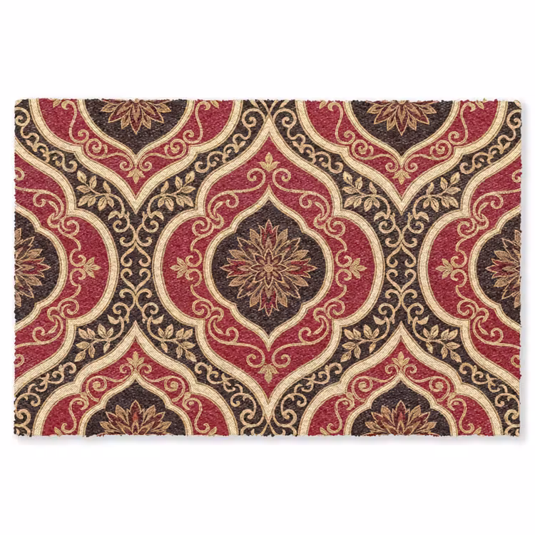 Vloerkleed - Patroon - Ornament - Barok - Rood - Goud — 1