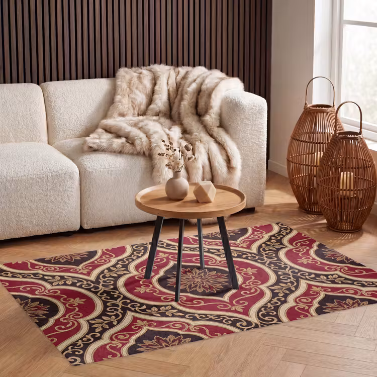 Vloerkleed - Patroon - Ornament - Barok - Rood - Goud — 3