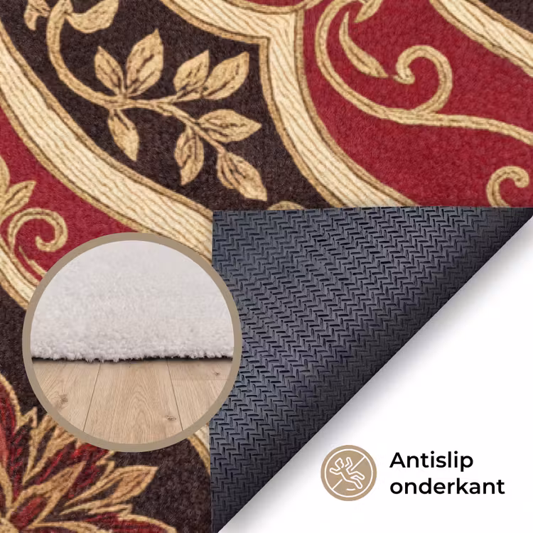 Vloerkleed - Patroon - Ornament - Barok - Rood - Goud — 4