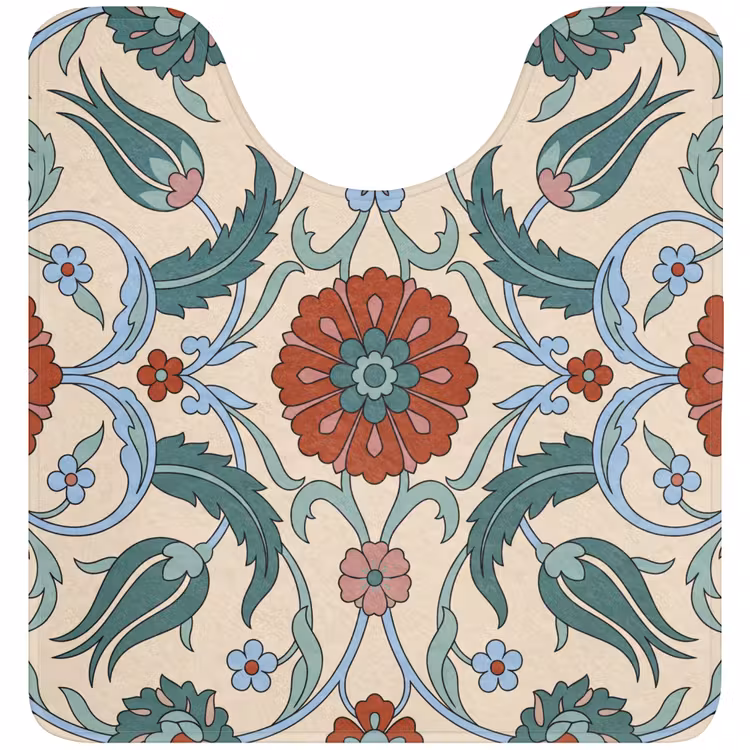 WC Mat - Bloemen - Patroon - Klassiek - Decoratie - Kleurrijk — 1