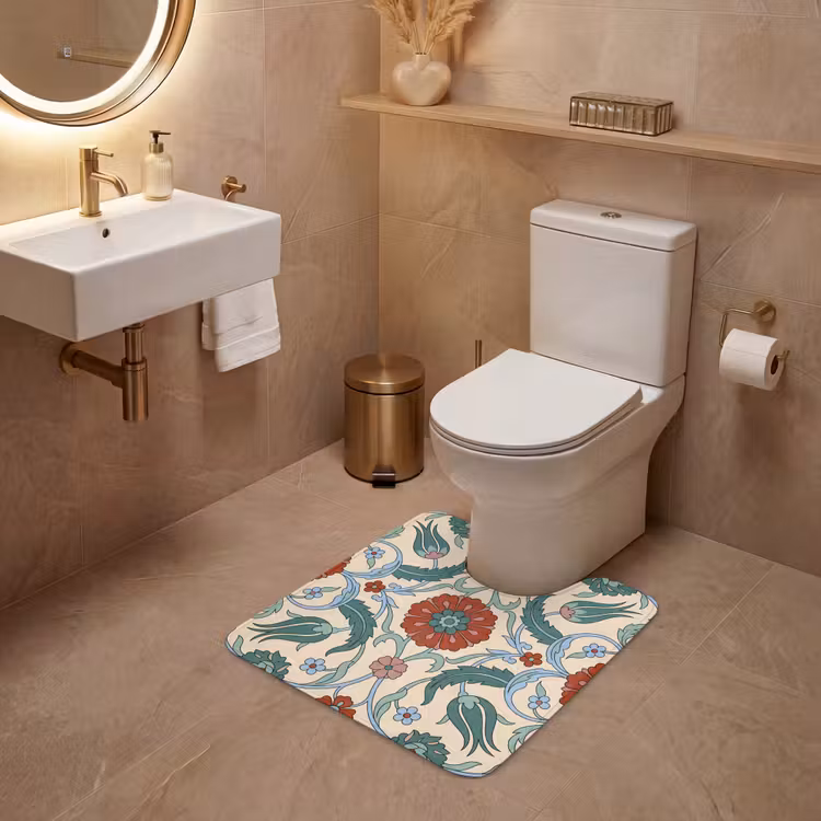 WC Mat - Bloemen - Patroon - Klassiek - Decoratie - Kleurrijk — 3