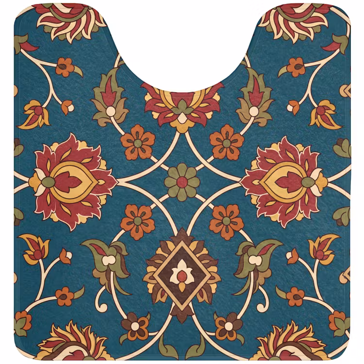 WC Mat - Ornament - Flora - Traditioneel - Klassiek - Blauwgroen — 1