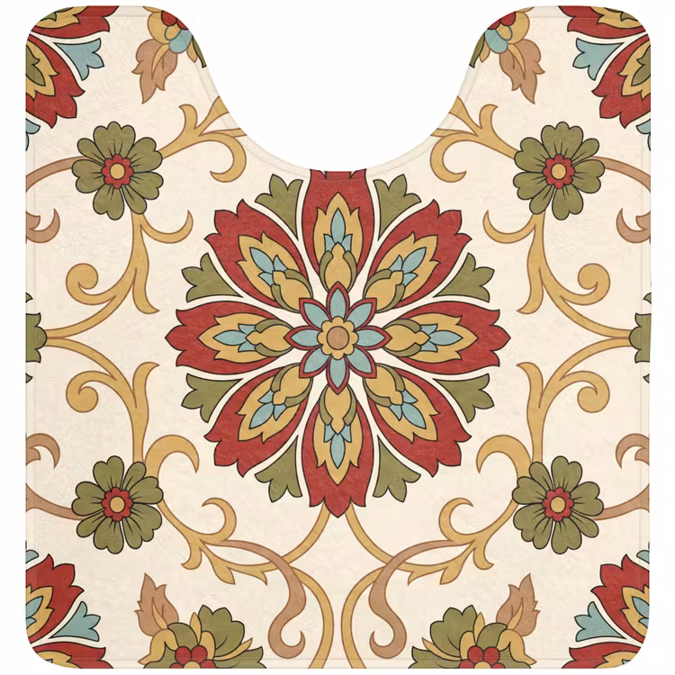 WC Mat - Patroon - Bloemen - Ornament - Klassiek - Kleurrijk — 1