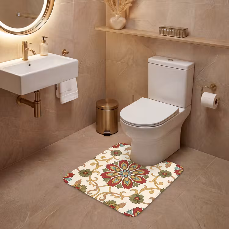 WC Mat - Patroon - Bloemen - Ornament - Klassiek - Kleurrijk — 3