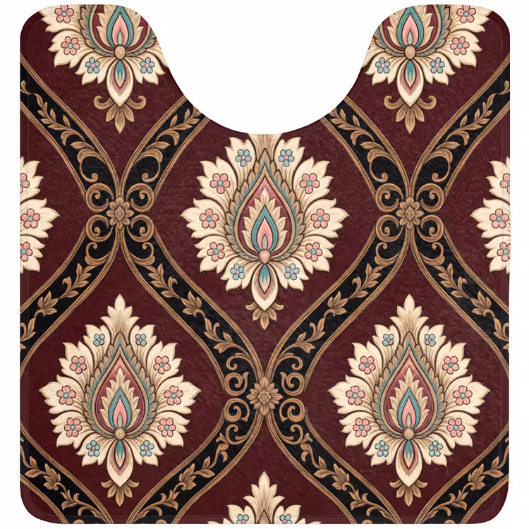 WC Mat - Patroon - Bloemmotief - Decoratie - Klassiek - Rood — 1