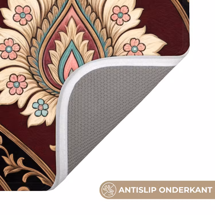 WC Mat - Patroon - Bloemmotief - Decoratie - Klassiek - Rood — 4
