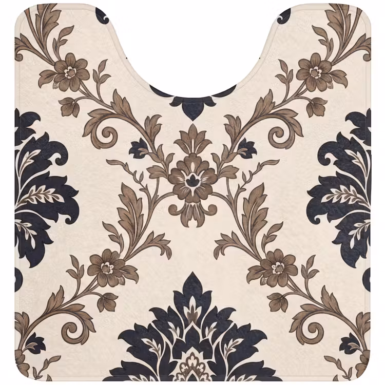 WC Mat - Patroon - Floraal - Klassiek - Beige-blauw — 1