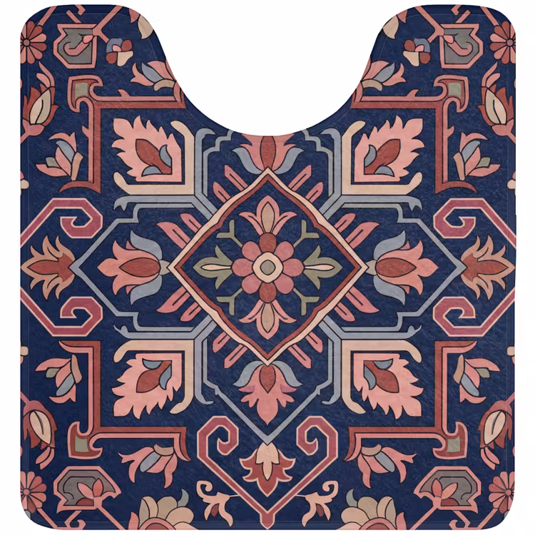 WC Mat - Patroon - Oosters - Floraal - Blauw - Klassiek — 1