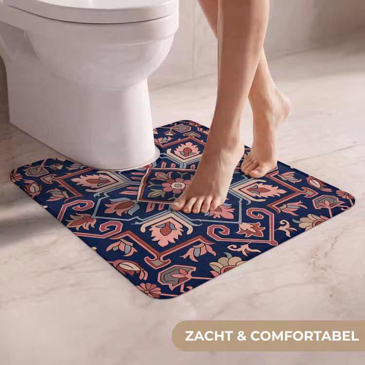 WC Mat - Patroon - Oosters - Floraal - Blauw - Klassiek — 5