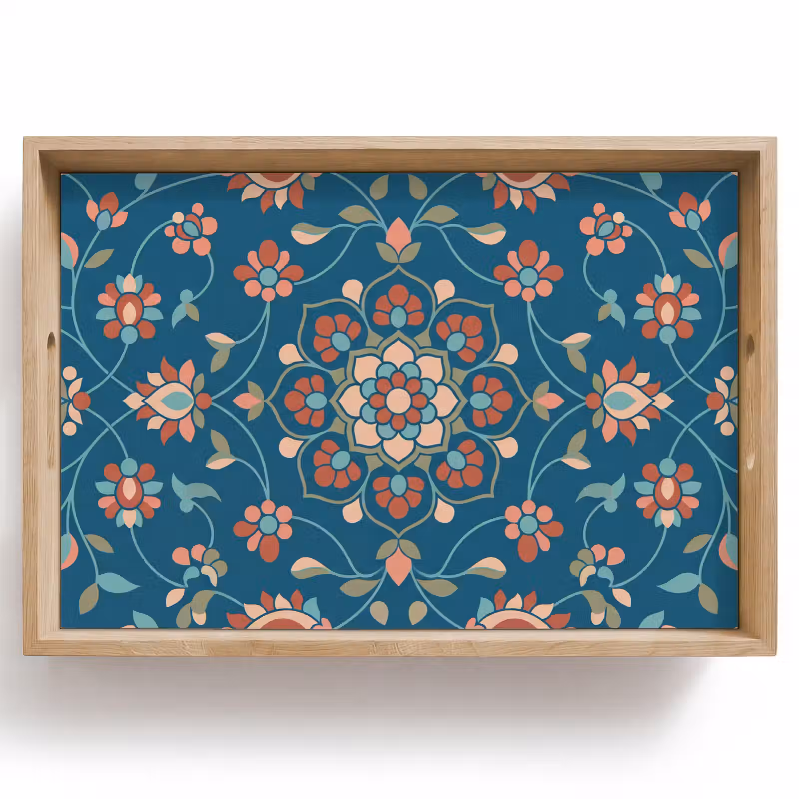 Dienblad - Bloemen - Patroon - Natuur - Ornament - Blauw — 1