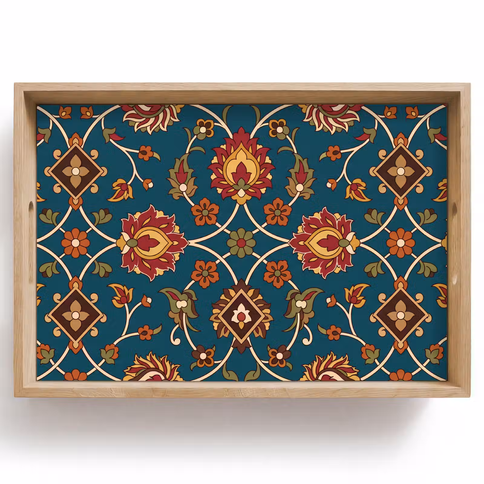Dienblad - Ornament - Flora - Traditioneel - Klassiek - Blauwgroen — 1