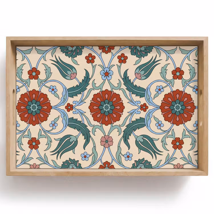 Dienblad - Bloemen - Patroon - Klassiek - Decoratie - Kleurrijk — 1