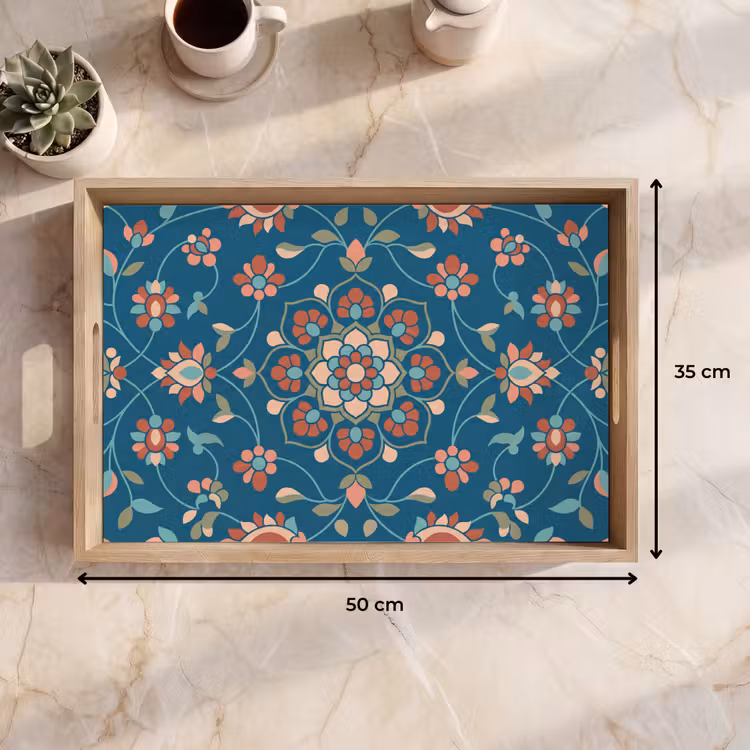 Dienblad - Bloemen - Patroon - Natuur - Ornament - Blauw — 9