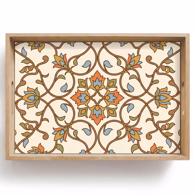 Dienblad - Patroon - Bloemen - Ornament - Kleurrijk — 1