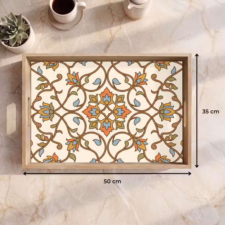 Dienblad - Patroon - Bloemen - Ornament - Kleurrijk — 9