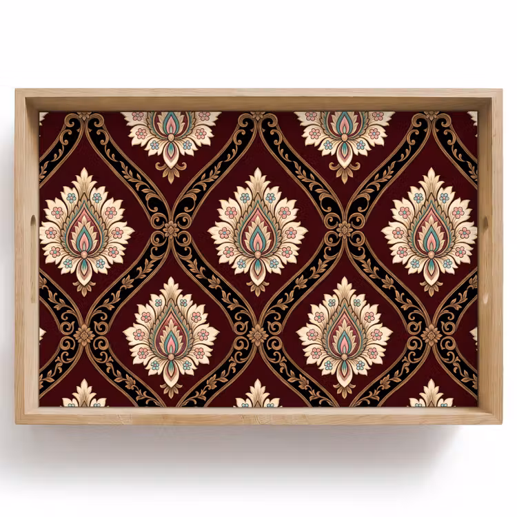 Dienblad - Patroon - Bloemmotief - Decoratie - Klassiek - Rood — 1