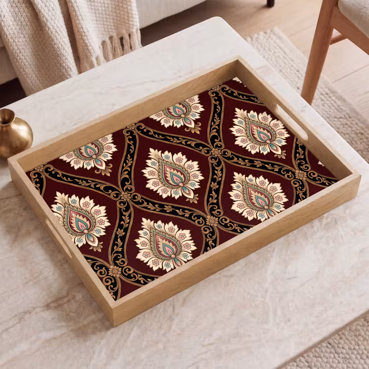 Dienblad - Patroon - Bloemmotief - Decoratie - Klassiek - Rood — 2