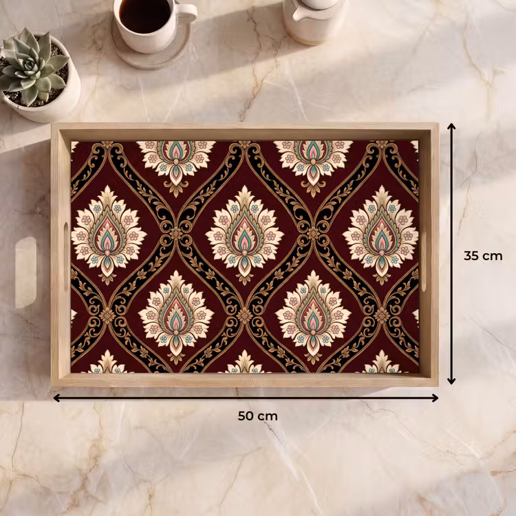 Dienblad - Patroon - Bloemmotief - Decoratie - Klassiek - Rood — 9