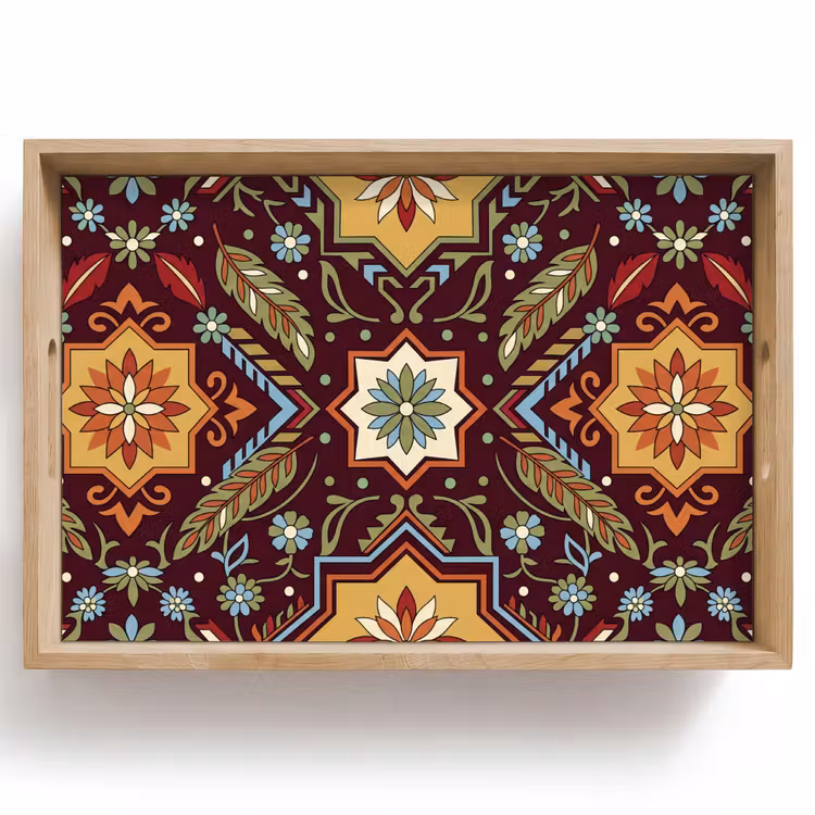 Dienblad - Patroon - Floraal - Geometrisch - Kleurrijk - Decoratie — 1