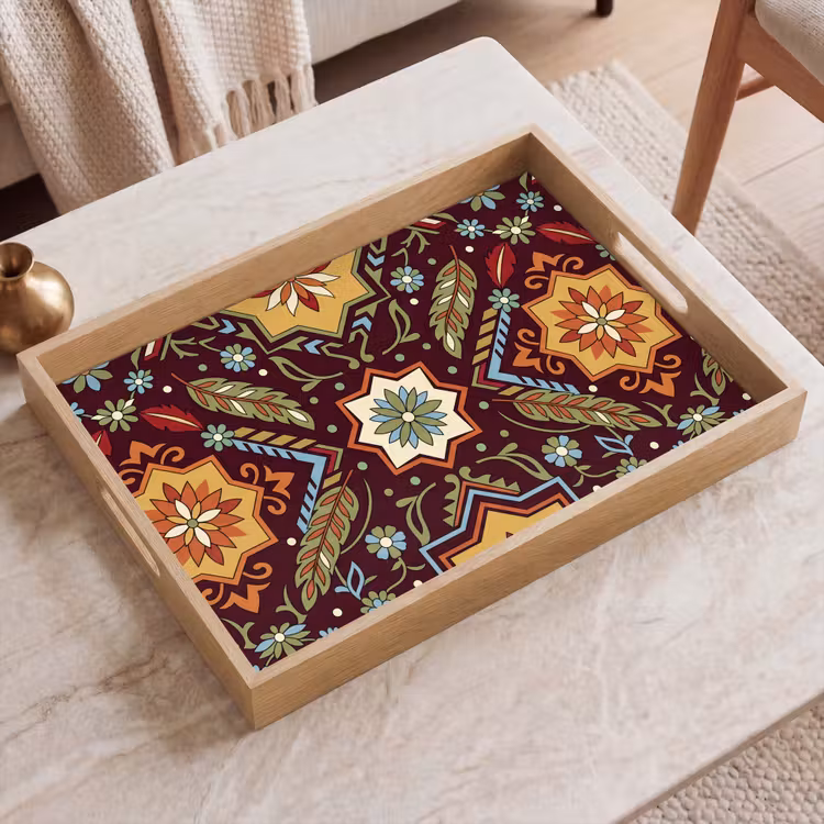 Dienblad - Patroon - Floraal - Geometrisch - Kleurrijk - Decoratie — 2
