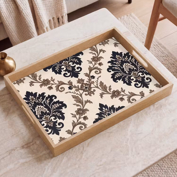 Dienblad - Patroon - Floraal - Klassiek - Beige-blauw — 2