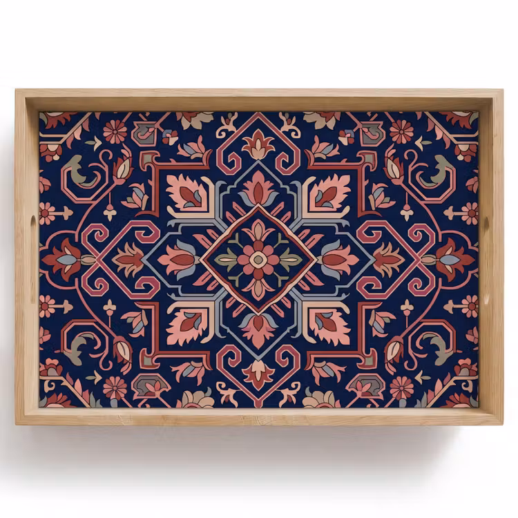 Dienblad - Patroon - Oosters - Floraal - Blauw - Klassiek — 1