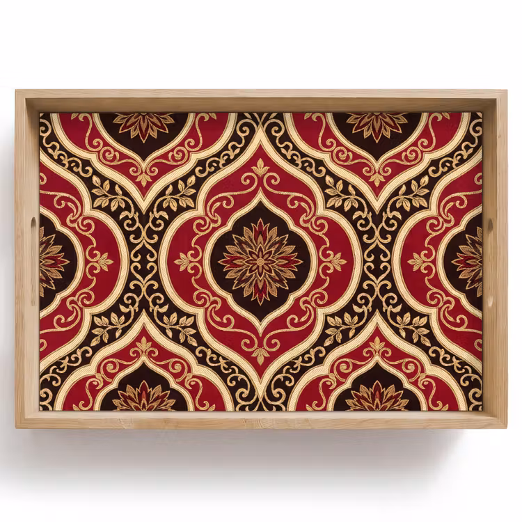 Dienblad - Patroon - Ornament - Barok - Rood - Goud — 1