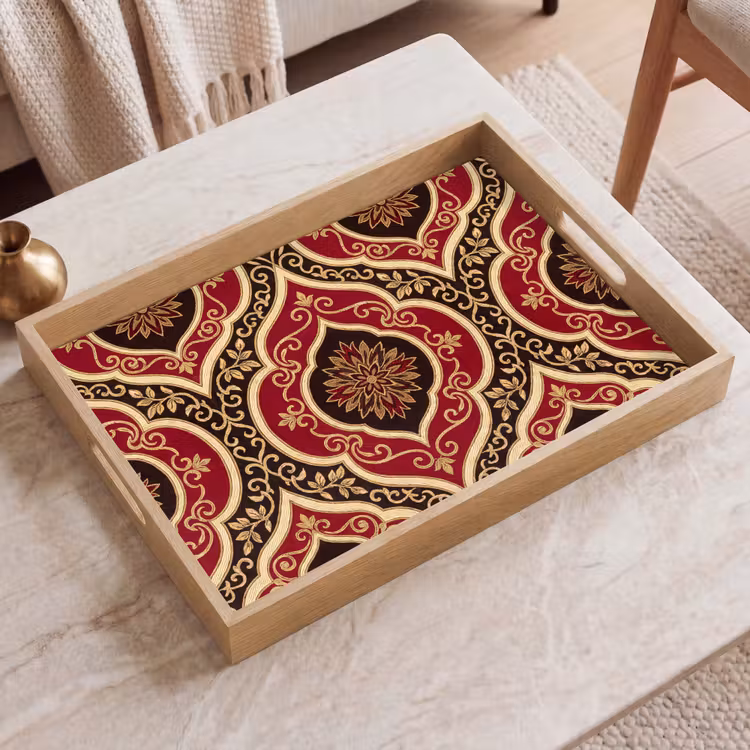 Dienblad - Patroon - Ornament - Barok - Rood - Goud — 2