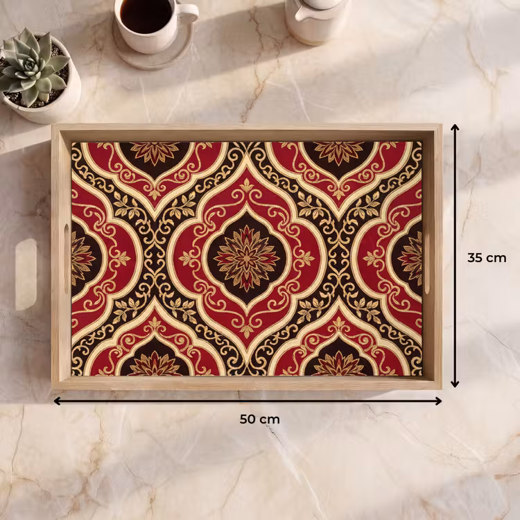 Dienblad - Patroon - Ornament - Barok - Rood - Goud — 9