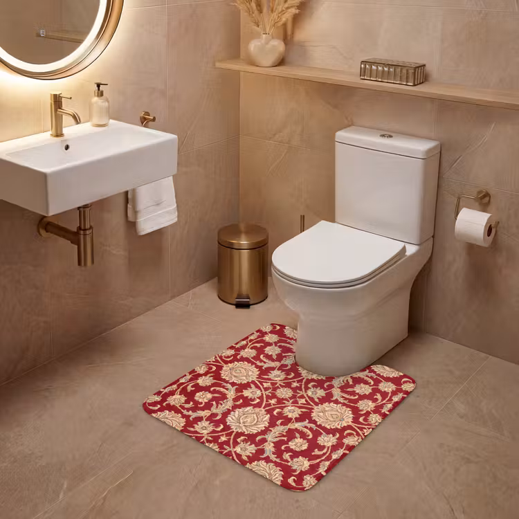 WC Mat - Patroon - Bloem - Klassiek - Oosters - Rood — 3