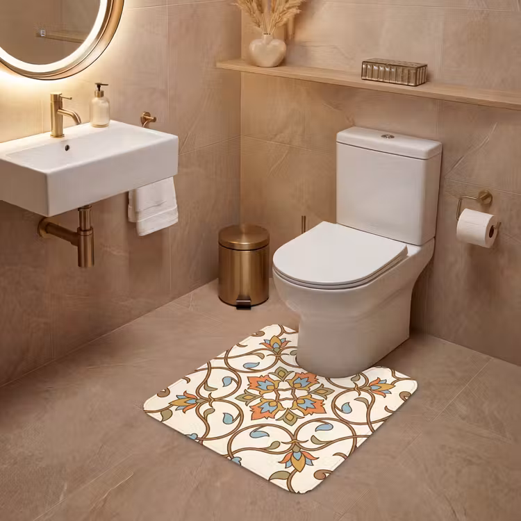 WC Mat - Patroon - Bloemen - Ornament - Kleurrijk — 3