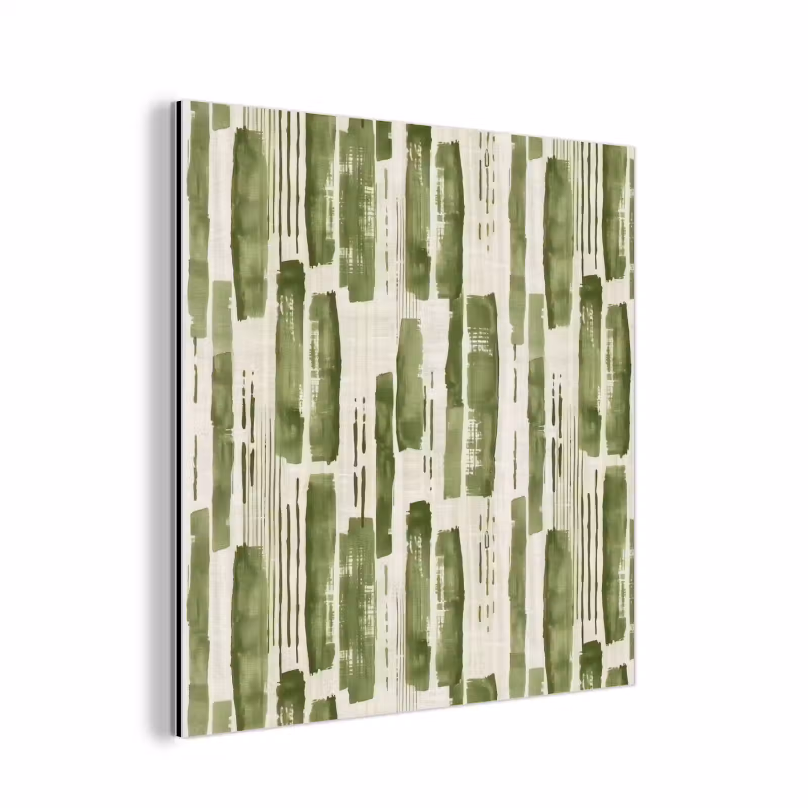 Aluminium schilderij - Groen - Abstract - Penseelstreken - Linnen - Patroon — 1