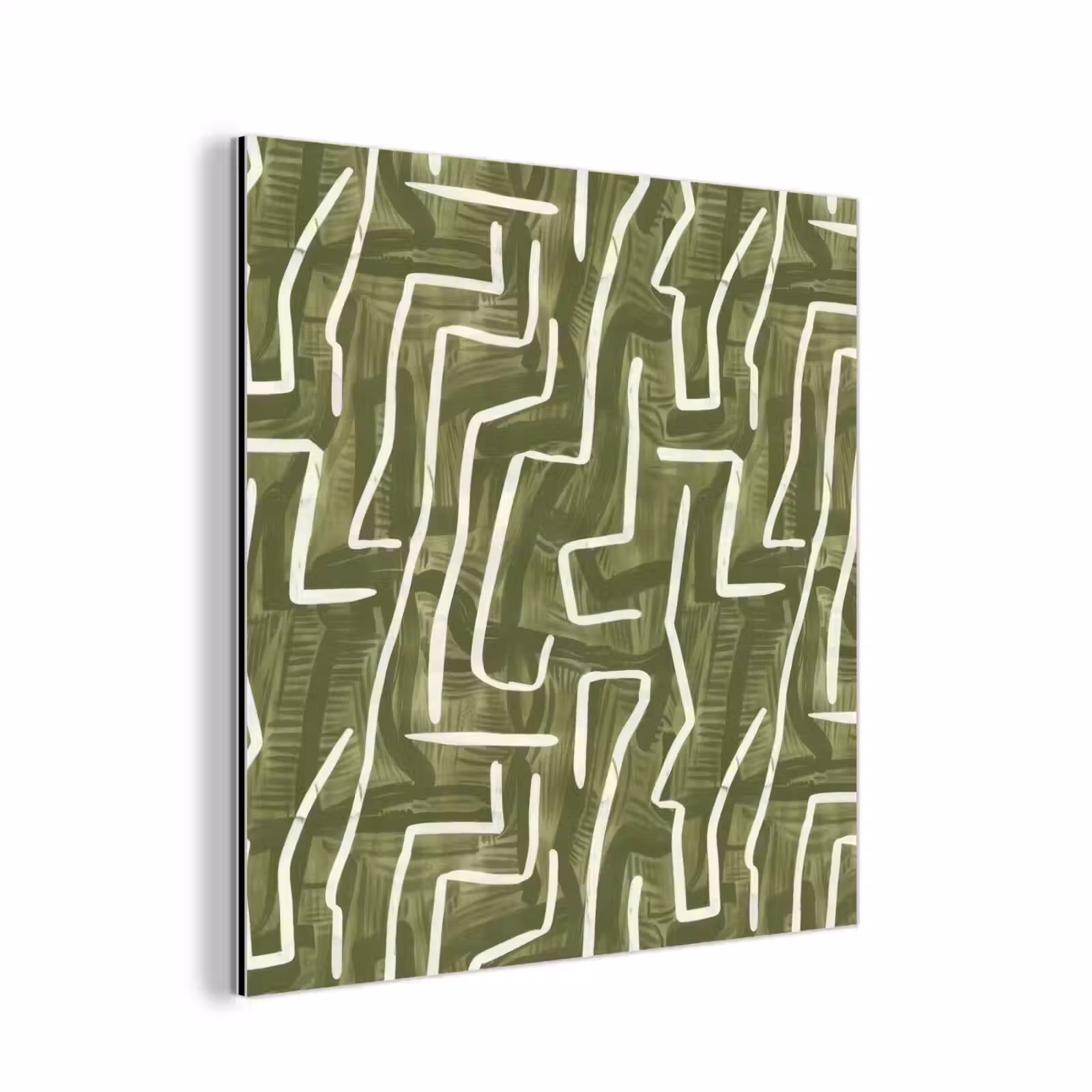 Aluminium schilderij - Groen - Abstract - Penseelstreken - Patroon — 1
