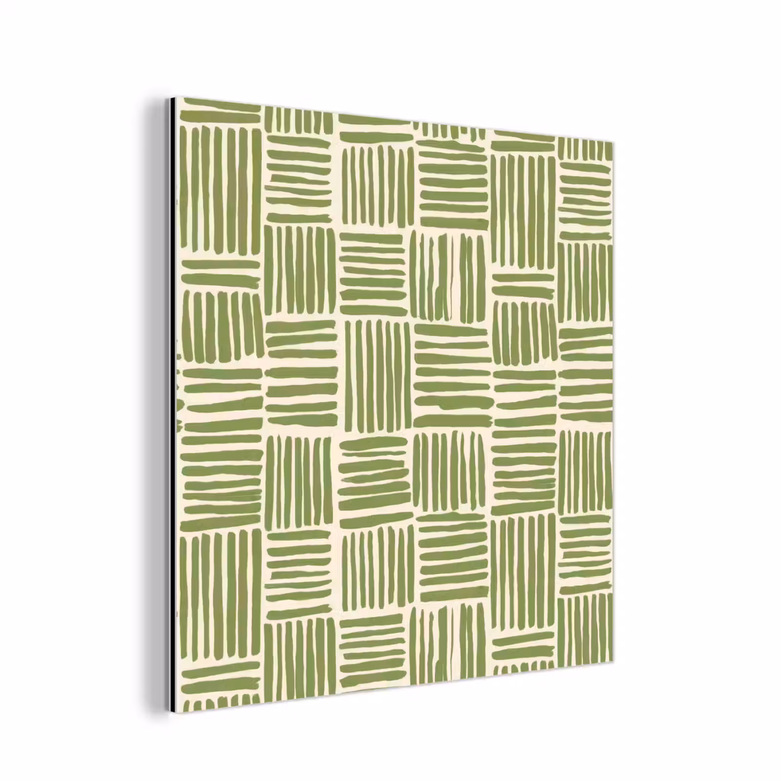 Aluminium schilderij - Saliegroen - Blokken - Handgetekend - Patroon — 1