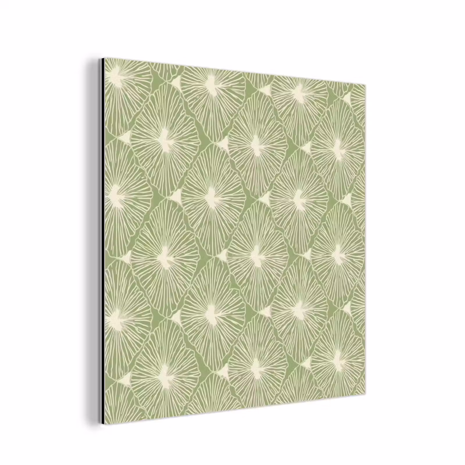 Aluminium schilderij - Saliegroen - Botanisch - Ruiten - Organisch - Patroon — 1
