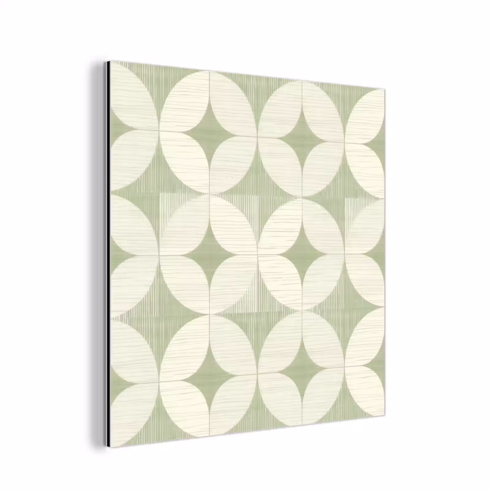 Aluminium schilderij - Saliegroen - Geometrisch - Retro - Mid-Century - Patroon — 1
