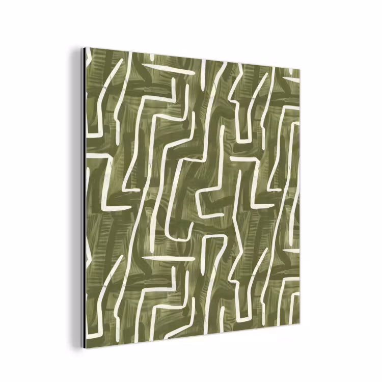 Aluminium schilderij - Groen - Abstract - Penseelstreken - Patroon — 1