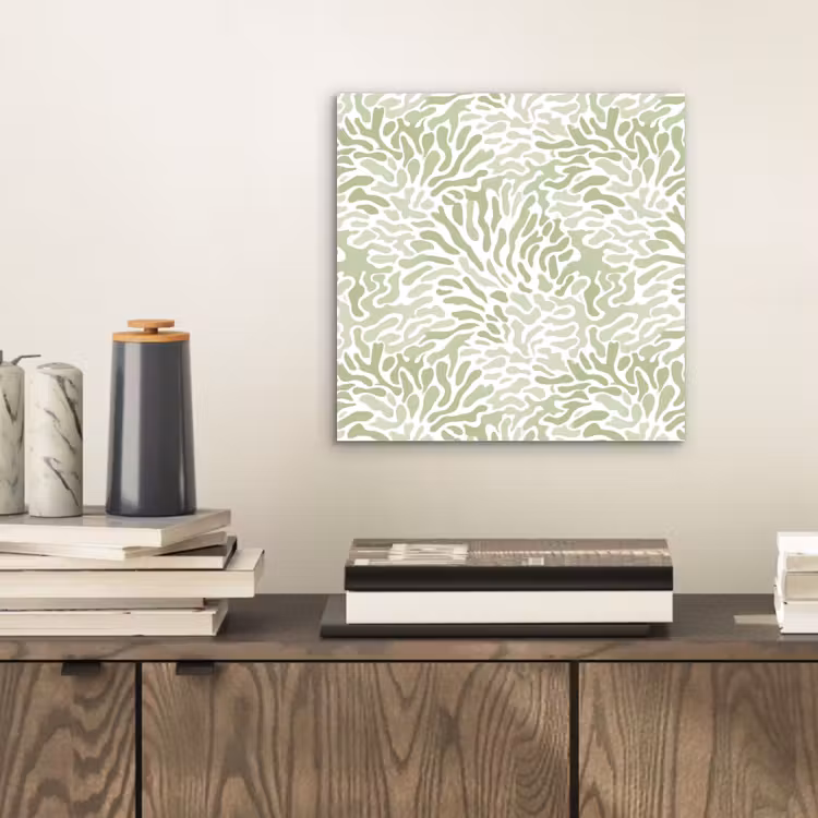 Aluminium schilderij - Saliegroen - Abstract - Organisch - Koraal - Patroon — 2