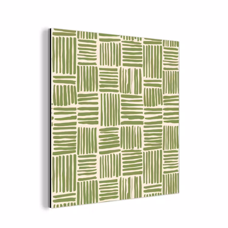 Aluminium schilderij - Saliegroen - Blokken - Handgetekend - Patroon — 1