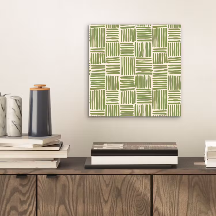 Aluminium schilderij - Saliegroen - Blokken - Handgetekend - Patroon — 2