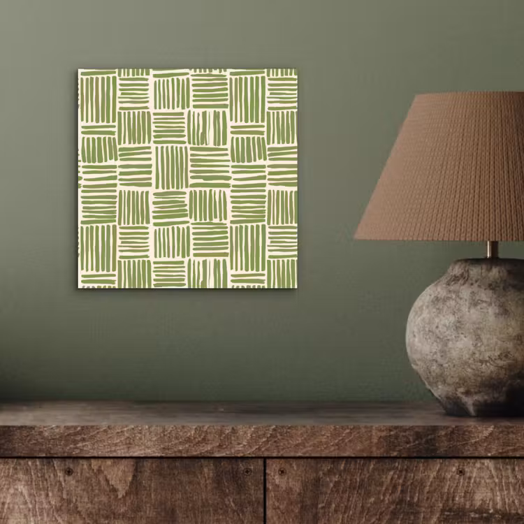 Aluminium schilderij - Saliegroen - Blokken - Handgetekend - Patroon — 3