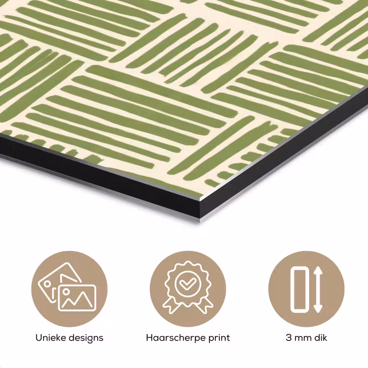 Aluminium schilderij - Saliegroen - Blokken - Handgetekend - Patroon — 7